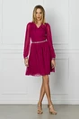 Rochie DY Fashion magenta cu volan si strasuri