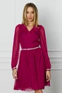 Rochie DY Fashion magenta cu volan si strasuri