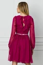 Rochie DY Fashion magenta cu volan si strasuri