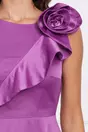 Rochie Dy Fashion magenta din satin cu volanas si design floral