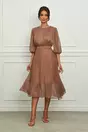 Rochie Dy Fashion maro cu accesorii stralucitoare pe umeri