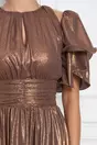 Rochie Dy Fashion maro metalizat cu volane pe maneci