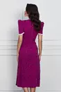 Rochie Dy Fashion midi fucsia cu picatele si umeri bufanti