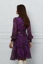 Rochie Dy Fashion mov din voal cu imprimeuri maro