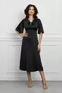 Rochie Dy Fashion neagra cu inchidere tip bijuterie la decolteu