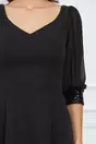 Rochie Dy Fashion neagra cu maneci din voal si mansete din paiete