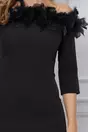 Rochie Dy Fashion neagra cu pene si umeri goi