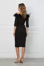 Rochie Dy Fashion neagra cu pene si umeri goi