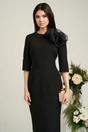 Rochie Dy Fashion neagra de ocazie cu floare maxi