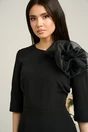 Rochie Dy Fashion neagra de ocazie cu floare maxi