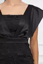 Rochie Dy Fashion neagra din dantela cu tafta pe umeri
