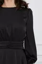 Rochie Dy Fashion neagra din satin cu volan pe fusta