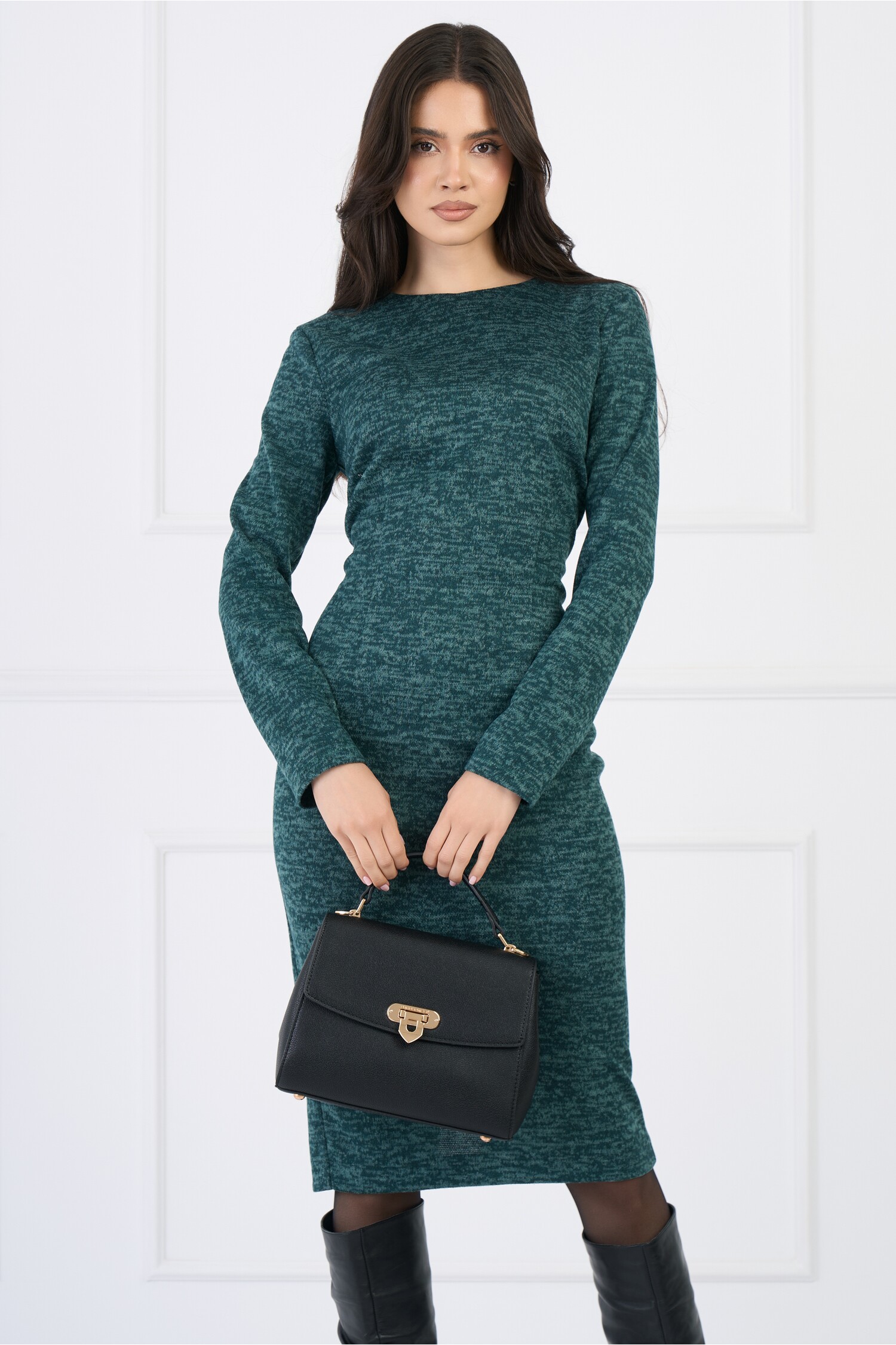 Rochie DY Fashion office conica din tricot verde