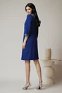 Rochie DY Fashion office din stofa albastra cu carouri pe guler