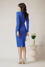 Rochie DY Fashion office din stofa albastra cu detalii cusute pe bust, 2, dyfashion.ro