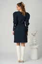 Rochie DY Fashion office din stofa bleumarin cu nasturi pe maneci, 6, dyfashion.ro