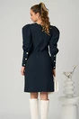 Rochie DY Fashion office din stofa bleumarin cu nasturi pe maneci, 2, dyfashion.ro