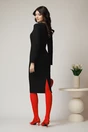 Rochie DY Fashion office din stofa neagra cu detalii cusute pe bust