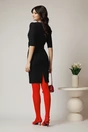 Rochie DY Fashion office din stofa neagra cu funda in talie