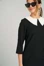 Rochie DY Fashion office din stofa neagra cu guler alb