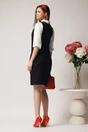 Rochie DY Fashion office din stofa neagra cu maneci si guler din voal albe