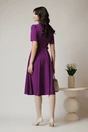 Rochie DY Fashion office din triplu voal mov cu nasturi la bust si curea in talie