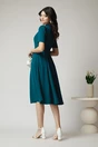 Rochie DY Fashion office din triplu voal verde cu nasturi la bust si curea in talie