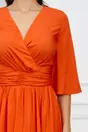 Rochie Dy Fashion orange cu motive florale la baza