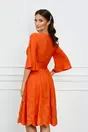 Rochie Dy Fashion orange cu motive florale la baza