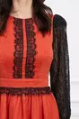 Rochie Dy Fashion orange din voal cu dantela la bust si maneci
