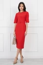 Rochie DY Fashion rosie conica cu maneci scurte si curea in talie, 4, dyfashion.ro