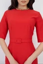 Rochie DY Fashion rosie conica cu maneci scurte si curea in talie, 3, dyfashion.ro