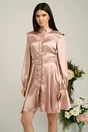 Rochie Dy Fashion roz cu buline si curea in talie, 1, dyfashion.ro