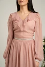 Rochie DY Fashion roz cu volan si strasuri
