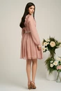 Rochie DY Fashion roz cu volan si strasuri