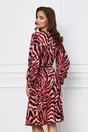 Rochie Dy Fashion roz cu zebra print si decupaj pe maneci