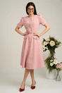 Rochie Dy Fashion roz de zi cu nasturi si curea in talie