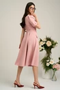 Rochie Dy Fashion roz de zi cu nasturi si curea in talie