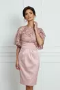 Rochie Dy Fashion roz prafuit din tafta cu dantela florala la bust