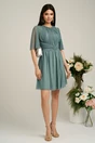 Rochie Dy Fashion scurta gri de ocazie din tull fin
