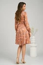 Rochie DY Fashion vaporoasa din voal caramizie cu imprimeuri florale