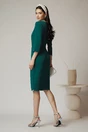 Rochie DY Fashion verde cu perle si crepeu pe fusta