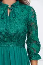 Rochie Dy Fashion verde cu dantela la bust si fusta satinata