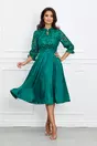 Rochie Dy Fashion verde cu dantela la bust si fusta satinata
