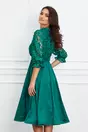 Rochie Dy Fashion verde cu dantela la bust si fusta satinata