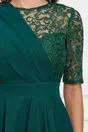 Rochie Dy Fashion verde cu dantela la bust si o maneca trei sferturi