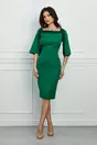 Rochie Dy Fashion verde cu dantela la decolteu si maneci