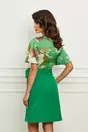 Rochie Dy Fashion verde cu imprimeu floral la bust si cordon in talie