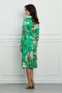 Rochie Dy Fashion verde cu imprimeu floral si nasturi la bust