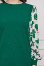 Rochie Dy Fashion verde cu imprimeu pe maneci